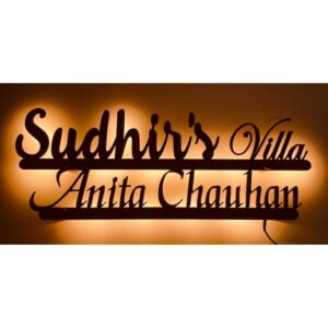Customized Personalized Metal  Black Letter Cut Name Plate for Home Entrance House