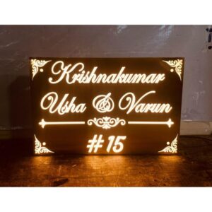 Beautiful Golden Matt Stainless Steel 304 Grade LED House Name Plate